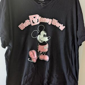 Disney Black Tee with Pink Mickey Graphic